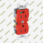 TOMACORRIENTE DOBLE P/T HOSPITALARIO 15AMP ROJO