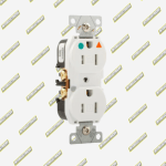 TOMACORRIENTE DOBLE P/T HOSPITALARIO TIERRA AISLADA 15AMP BLANCO