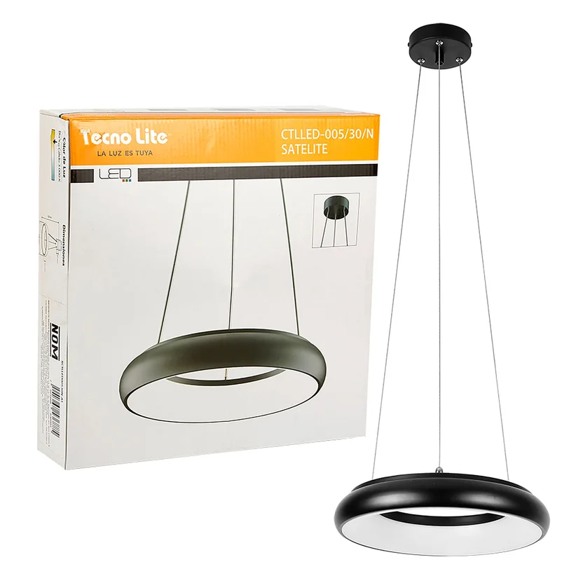 Imagen TNS 0922518 LAMPARA COLGANTE CIRCULAR SATELITE 25W 3000K NEGRA - Imagen 1